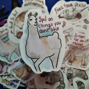 Aspirational Animal Stickers Waterproof Llama