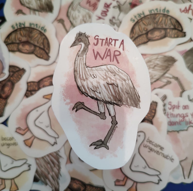 Aspirational Animal Stickers Waterproof Emu