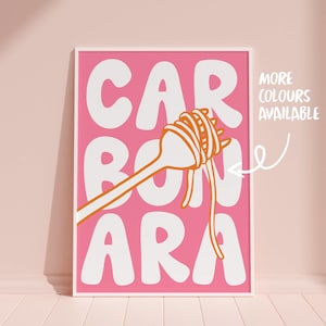 Carbonara - Impresión artística, póster, postal, ilustración digital - Arte gastronómico, decoración gastronómica, comida italiana, pasta, regalo de Navidad