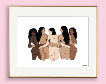 Women Supporting Women - Limited Edition Art Print - Recycled Paper  - Girl Power - Body Positive