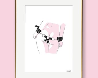 Leather Handcuffs Print - Limited Edition Art Print - Recycled Paper - Subtle Colours