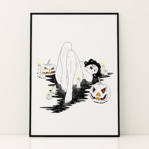 Spooky - A5 Kunstdruck, Poster, Digitale Illustration - Halloween, Herbst, Oktober, Herbst