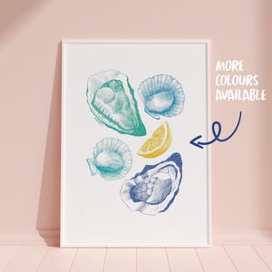 Frutti Di Mare - Impression d'art, affiche, carte postale, illustration - Art culinaire, gourmet, fruits de mer, coquillages, mer, citron, vacances, été