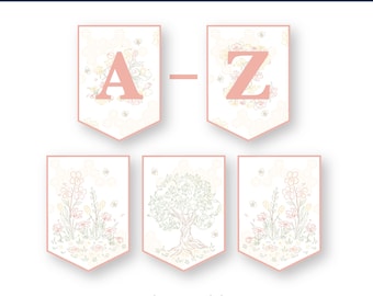 Guirnalda Letras A-Z Imprimible | Banner Floral | Decoración Baby Shower | Letras Personalizadas | Decoración Infantil PDF
