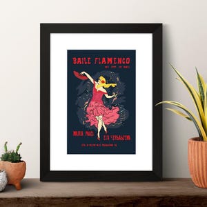 Spanish Dance Poster – Flamenco Dancer – Baile Flamenco Illustration – Elegant Movement Wall Art – Bold Feminine Artwork – Instant Download