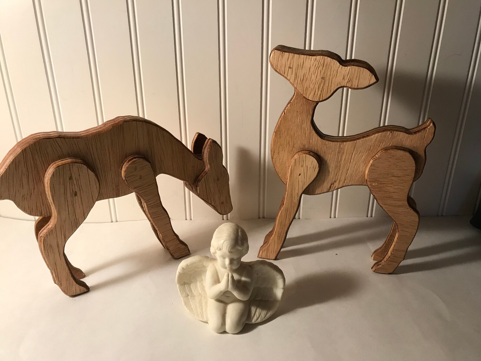 Wooden deer figurines Etsy