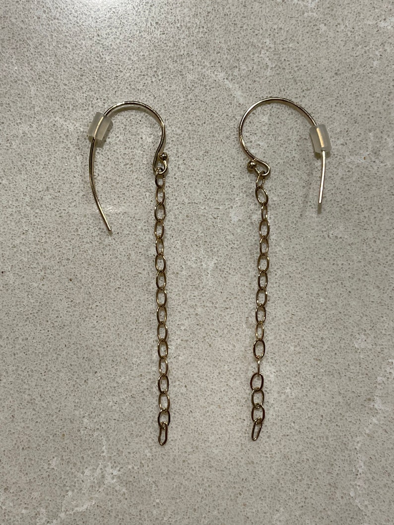 14k Yellow Gold Chain Earrings Custom 