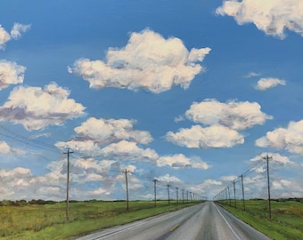 Big Sky: Along Tx Highway 35, an original painting by Greta Watkins