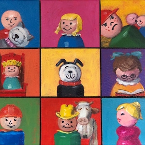 Lucky’s Zoom Meeting- Matted print of an original acrylic painting by Greta Watkins