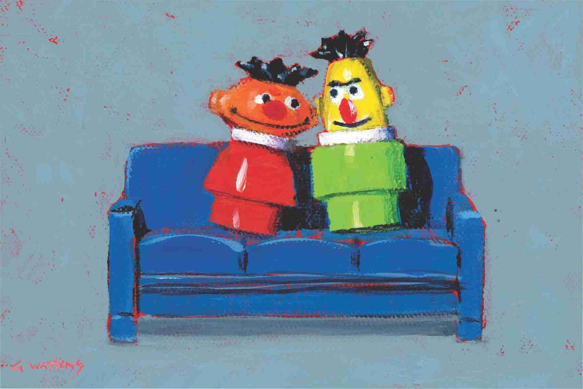 Bert and Ernie Matted Print of an Original Acrylic Painting - Etsy
