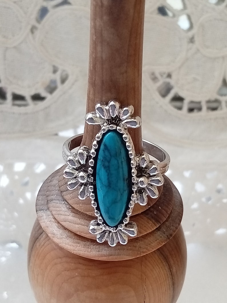 SARAH COVENTRY Turquoise Navette Statement Ring, signed, gift boxed image 3