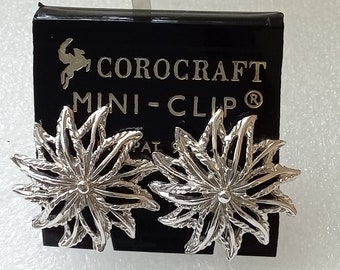 COROCRAFT Mini-Clip Silvery Star Earrings, original retail card