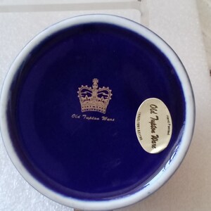 OLD TUPTON WARE Hand Painted Royal Blue and Gold Trinket Box, hinged lid, branded satin lined box image 4