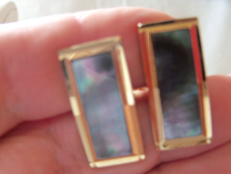 Stylish Paua Shell Rectangular Cuff Links