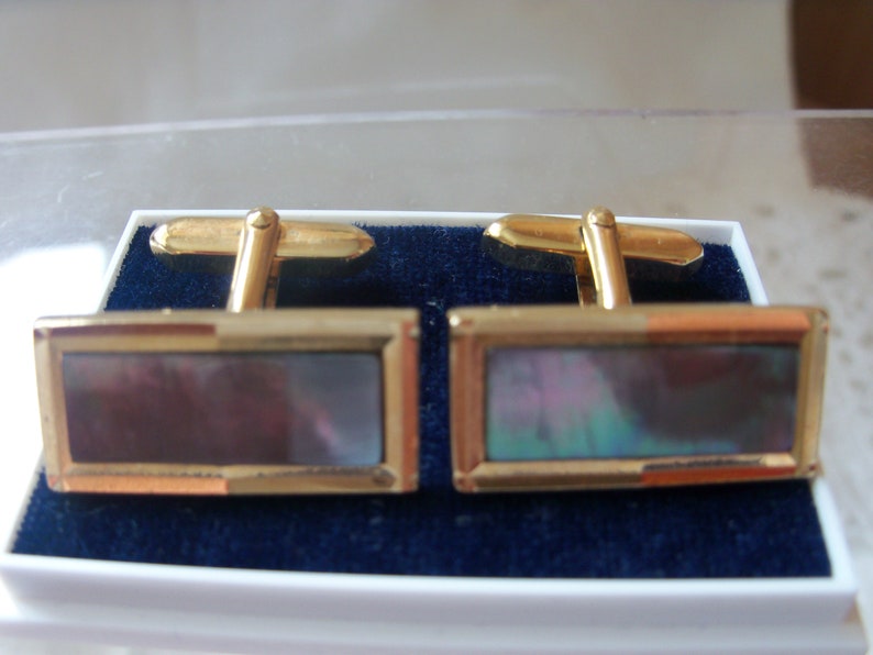 Stylish Paua Shell Rectangular Cuff Links