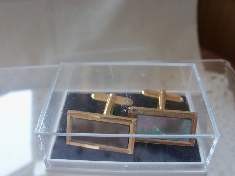 Stylish Paua Shell Rectangular Cuff Links