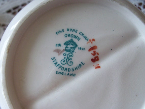 CROWN STAFFORSHIRE Vintage Divided Ring Dish, han… - image 4