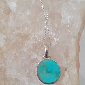 SILVER and TURQUOISE Dainty Organic Design Pendant, Silver Chain, gift boxed image 3