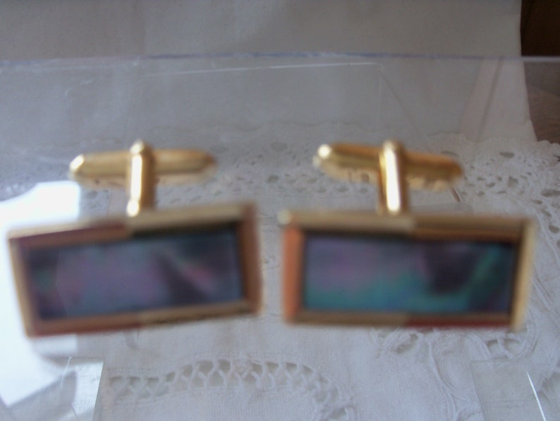 Stylish Paua Shell Rectangular Cuff Links