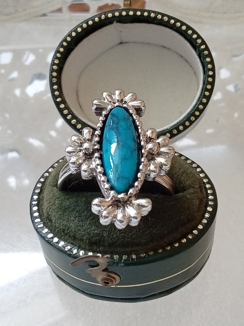 SARAH COVENTRY Turquoise Navette Statement Ring, signed, gift boxed image 1