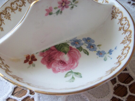 CROWN STAFFORSHIRE Vintage Divided Ring Dish, han… - image 2