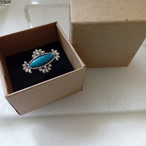 SARAH COVENTRY Turquoise Navette Statement Ring, signed, gift boxed image 6