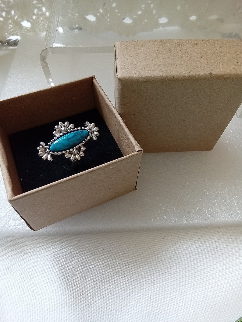 SARAH COVENTRY Turquoise Navette Statement Ring, signed, gift boxed image 6