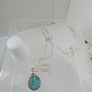 SILVER and TURQUOISE Dainty Organic Design Pendant, Silver Chain, gift boxed image 4