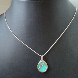 SILVER and TURQUOISE Dainty Organic Design Pendant, Silver Chain, gift boxed image 8