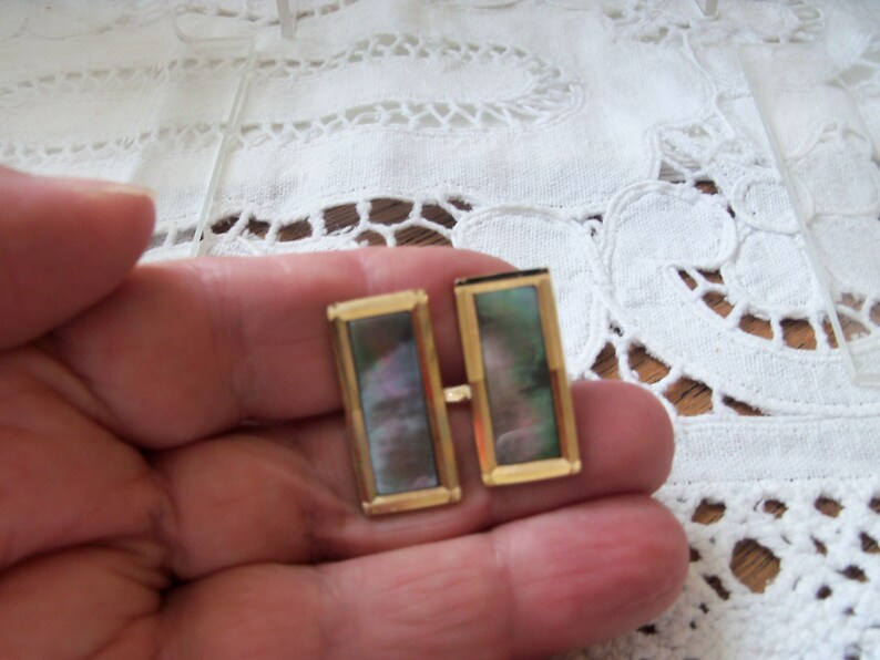 Stylish Paua Shell Rectangular Cuff Links