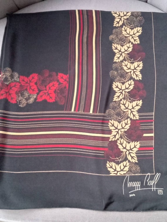 MAGGY ROUFF Vintage French Designer Silk Scarf, P… - image 4
