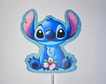 Stitch Glitter Cake Topper: Custom Birthday Party Decor