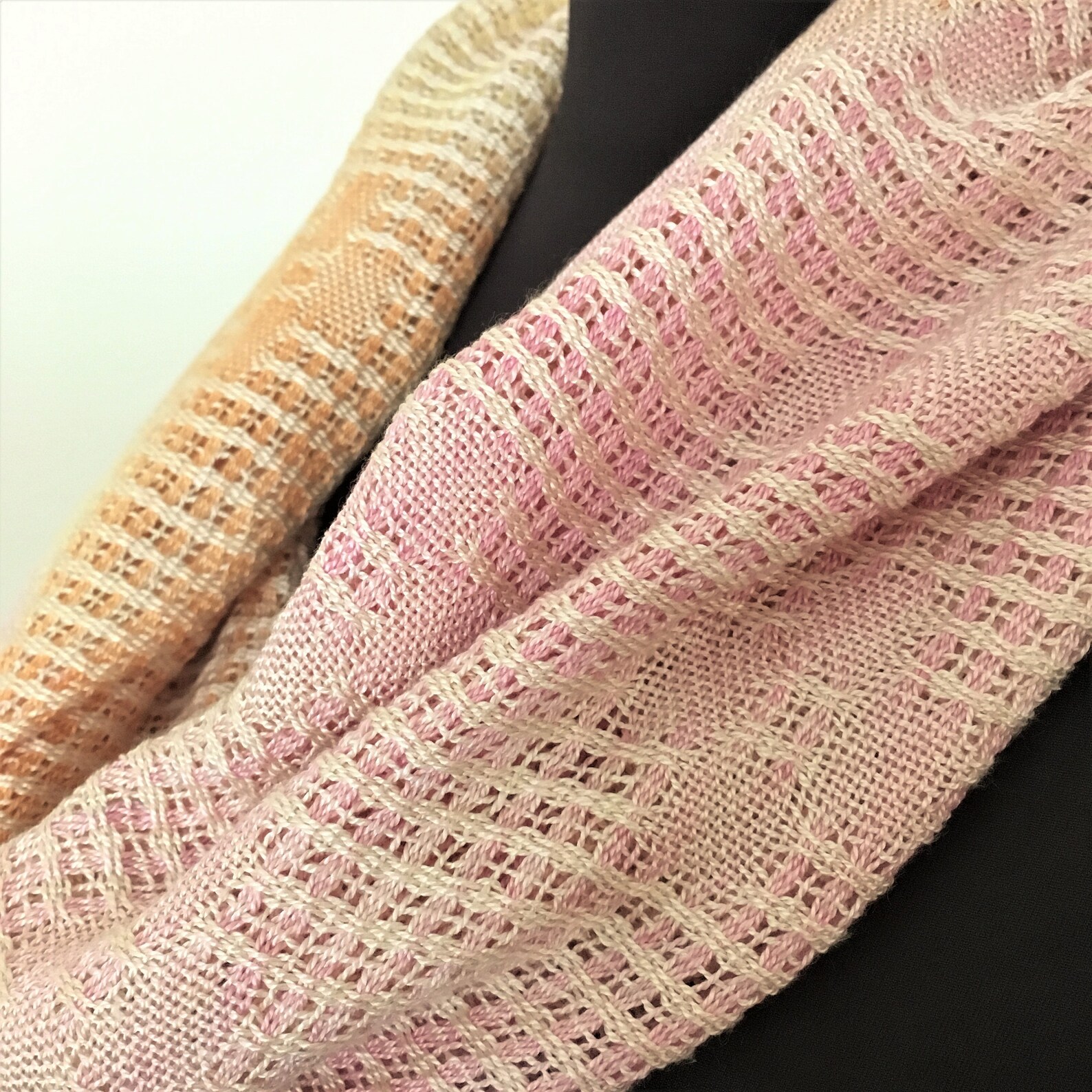 Silk Infinity Handwoven Cowl. Pink Hand Woven Lace 100 Etsy