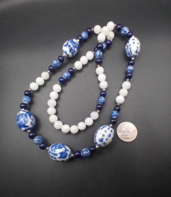 Vintage Chinese Hand Painted Porcelain Beads Coba… - image 5