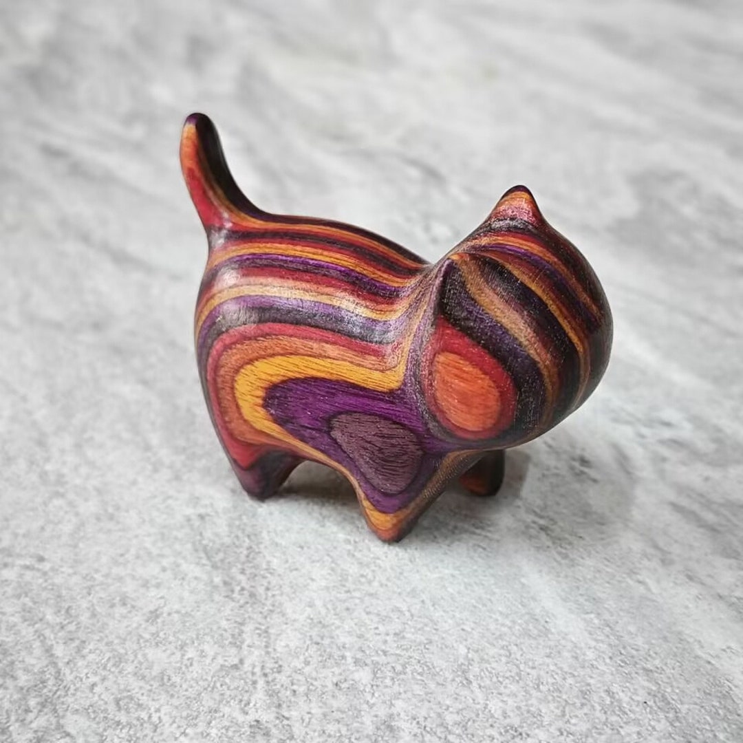 Handmade Wooden Cat,wood Cat Sculpture,wooden Animal,home Decor
