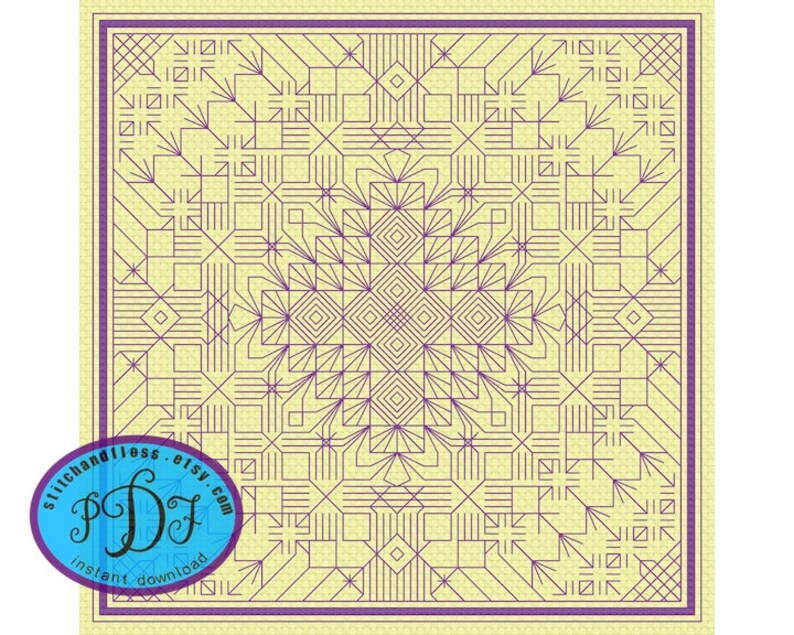 Blackwork Radiating Abstract Floral Pattern Symmetrical | Etsy