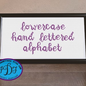 Lowercase Hand Lettered Alphabet (a to z) - Counted Cross Stitch Font Pattern - Sizes of Letters Range From 9 - 20 Stitches Tall