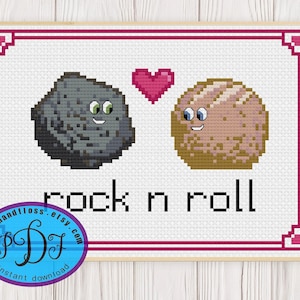 Rock N Roll, Literally! - Cute Counted Cross Stitch Instant Pattern Download