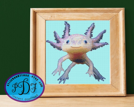 Happy Axolotl Cute Salamander Walking Fish Large Design Etsy