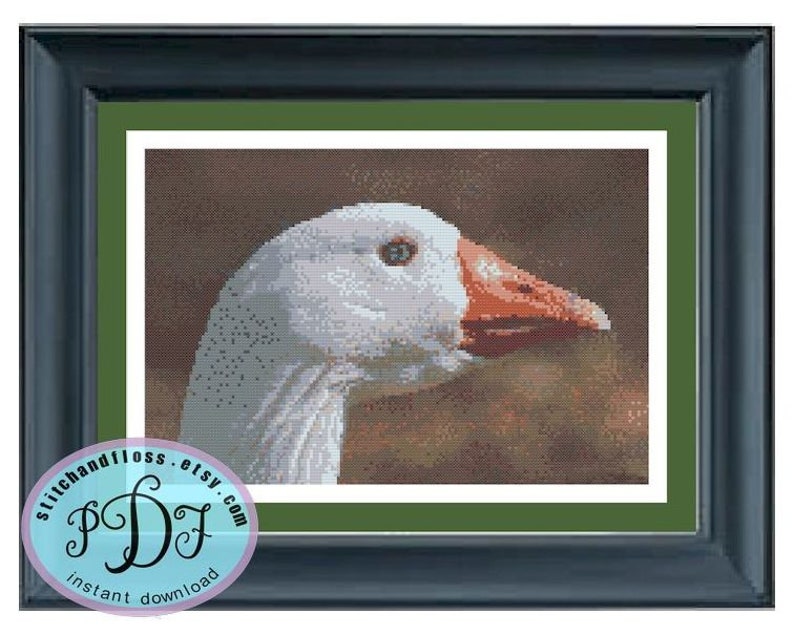 Goose Graph Pattern White Goose - Photorealistic Graph - Original Cross Stitch Pattern ...