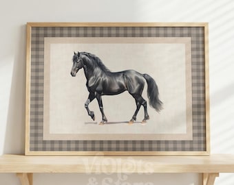 Stampa artistica vintage di un cavallo in stile rustico, decorazione murale neutra per la casa, stampe equestri, quadri a tema equitazione, regalo per gli amanti dei cavalli