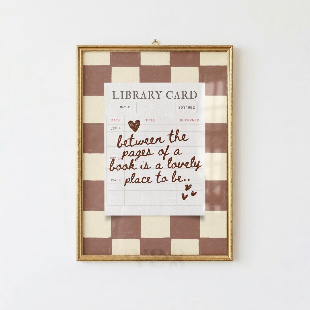 Library Card Phrase Library Card Print, Cozy Reader Quote, Vintage Bookish Decor (digital ...