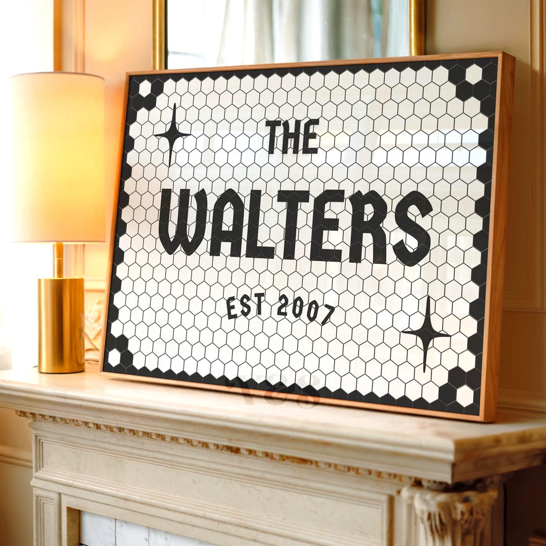 Personalised Family Name Sign, Custom Mosaic Print, Wedding Anniversary Gift (Digital Download)
