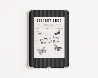 Inserto per e-reader con tessera della biblioteca in stile gotico, copertina stravagante a tema libri (download digitale)