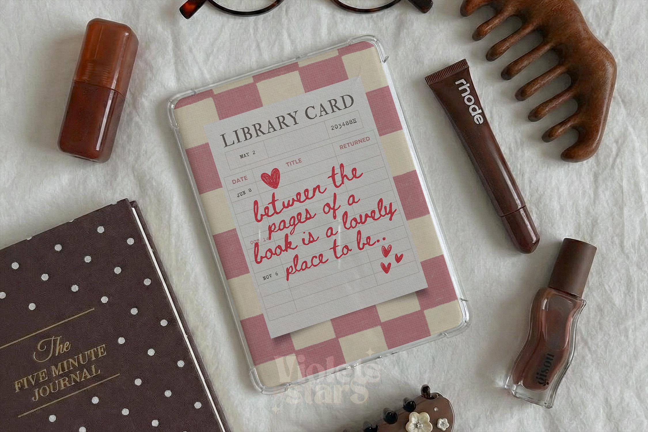Kindle Inset Library Card Pink Library Card Kindle Insert, Girly Pink E Reader Inlay, Bookish ...
