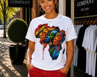 Golden Heritage – Juneteenth Tee – African Map Faces, Cultural Pride Streetwear