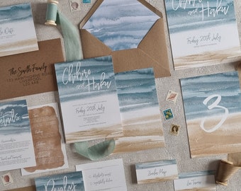 Shoreline Wedding Invitations | Stationery Suite | Save the Dates | Place Cards | Table Numbers | Order of Service | Thank You