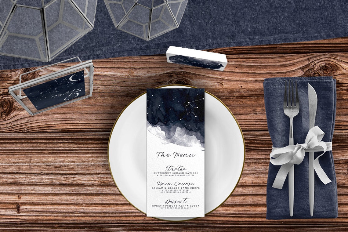 Starry Night Place Cards Table Numbers Menu Cards Space Etsy UK