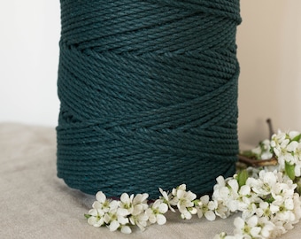 Forrest 4mm Twisted 3 Ply Rope - Macrame Cord Pine Alpine Dark Green 1kg Roll