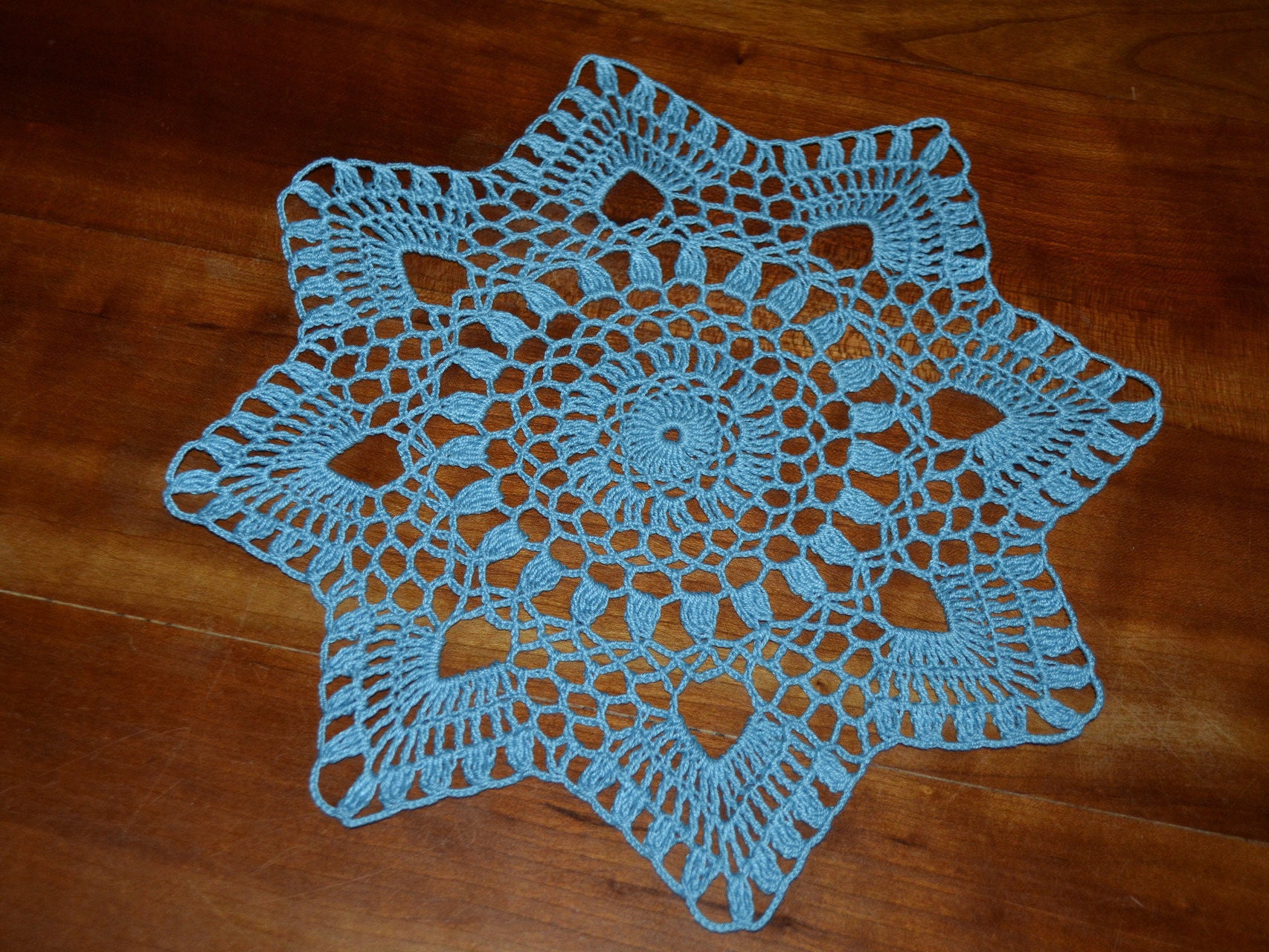 Fait Main Napperon Bleu, 28 cm, Étoile, Réalisés Au Crochet avec Du Coton Fin